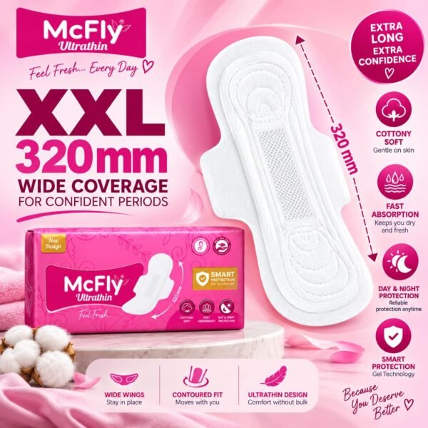 MCFLY Ultrathin Sanitary Pads for Women, XXL